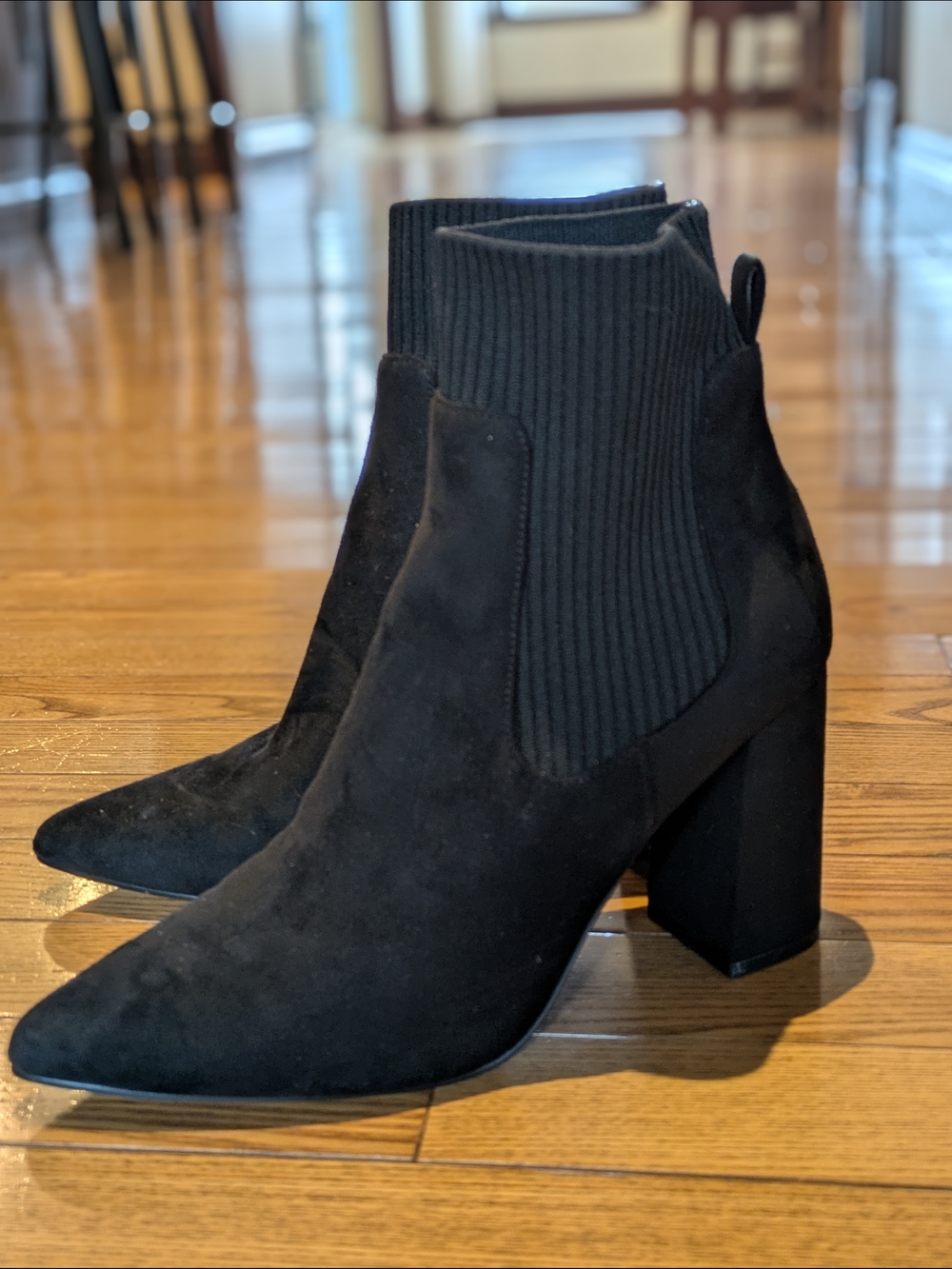Steve Madden Women’s Black Pointed Toe Sock Ankle Boots